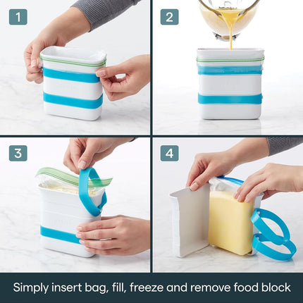 YouCopia FreezeUp Freezer Food Block Maker, Quart 2-Pack