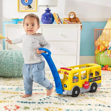 Fisher-Price Little People Toddler Learning Toy Big Yellow Bus Musical Pull-Along Vehicle for Pretend Play Kids Ages 1+ Years