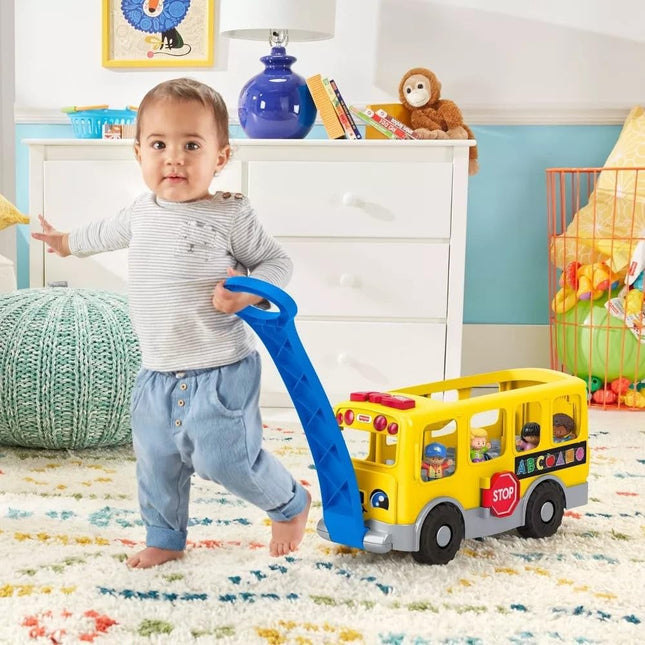 Fisher-Price Little People Toddler Learning Toy Big Yellow Bus Musical Pull-Along Vehicle for Pretend Play Kids Ages 1+ Years