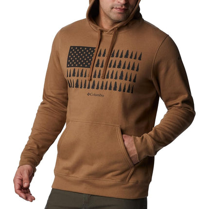 Columbia Men's Trek Graphic Hoodie, Delta/Treeline Flag Graphic, Medium