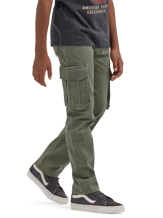 Wrangler Boys' Charge Cargo Pant, Olive, 14