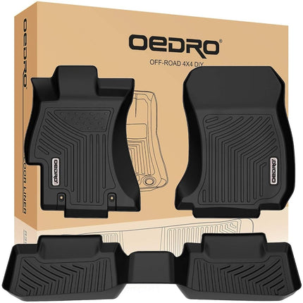 Tapis de sol OEDRO compatibles avec Subaru Crosstrek 2016-2017, Impreza 2012-2016, WRX/WRX STi 2015-2021, XV Crosstrek 2013-2015 (Subaru/XV/Crosstrek/uniquement), revêtements de sol première et deuxième rangées, noirs