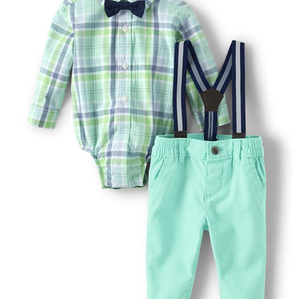 The Children's Place Baby boy Coordinating Family Outfits, Mommy & Me, Dad & Son, Mint to Be Collection Shirt, Newborn 3 Pc Set, 12-18 Months (Pack of 2)
