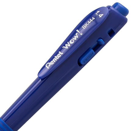 Pentel Wow! Retractable Ballpoint Pen, (1.4mm), Bold Line, Blue Ink, Pack of 8 (BK444BP8C)