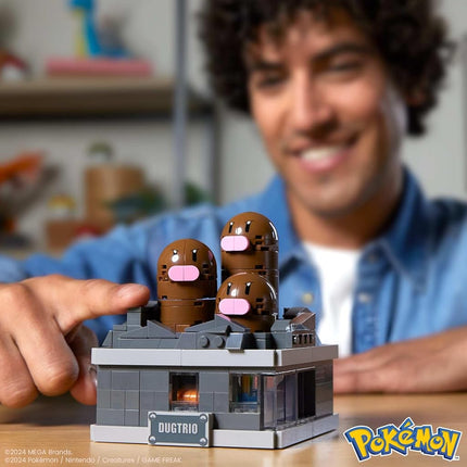 MEGA Pokémon Building Toys Set Mini Motion Dugtrio with 350 Pieces, Pop Up Motion, 5 Inches Tall, for Adult Collectors, HTH73