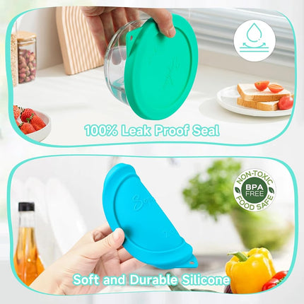 Sophico 2 Cup Round Silicone Storage Cover Lids Replacement for Pyrex 7200-PC and Anchor Hocking Glass Bowls (Container not Included) | MIX-4 PACK |