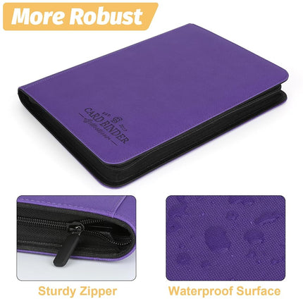 Foalgo 9 Pocket Trading Card Binder Album Folder, Holds 540 Cards, Purple, 7.5in x 9.8in