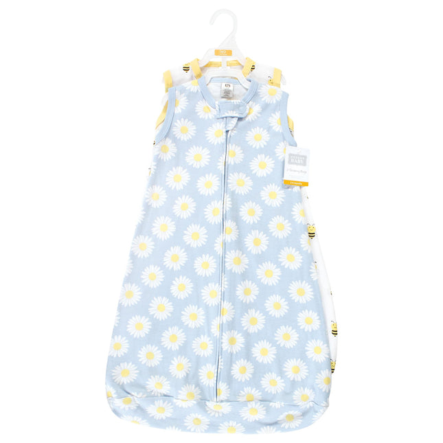 Hudson Baby BabyCotton Long-Sleeve Wearable Sleeping Bag, Sack, Blanket, Daisy Bee Sleeveless, 3-9 Months