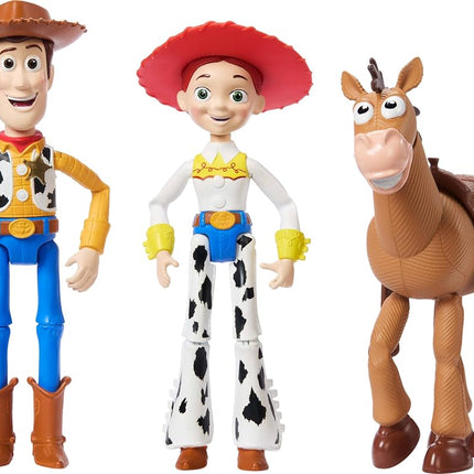 Mattel Disney Pixar Storytellers Toy Story 3-Pack of Woody, Jessie & Bullseye, 4-inch Authentic Posable Figures, Key Character Collectibles