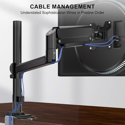 WALI Support de bureau unique pour écran LCD entièrement réglable avec ressort à gaz pour un écran jusqu'à 32", capacité de 8 kg (GSDM001), Noir