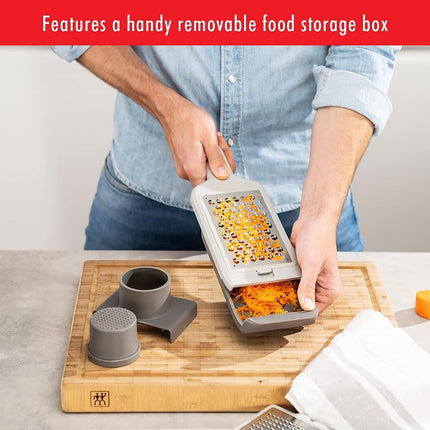 ZWILLING Z-Cut Multifunctional Grater, Mandoline, Faster Grating Technology, Zester, Rasp Grater, Slicer, Finger Guard,Grey
