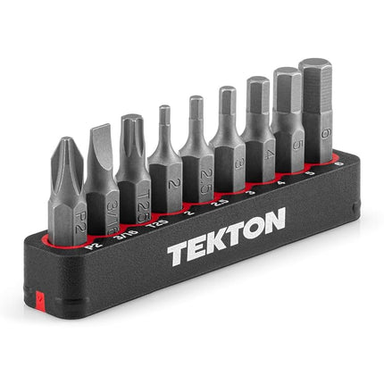 TEKTON 1/4 Inch Bicycle Bit Set with Rail, 9-Piece (#2, 3/16 in., T25, 2-6 mm) | DZZ93003