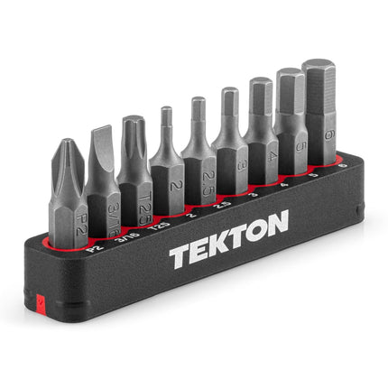 TEKTON 1/4 Inch Bicycle Bit Set with Rail, 9-Piece