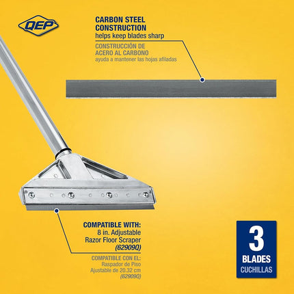 QEP 62904Q 8" Floor Scraper Replacement Blades 3 Count
