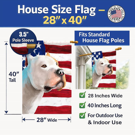 Caroline's Treasures CK6459CHF Brazilian Dogo American Flag Flag Canvas House Size, Large, multicolor