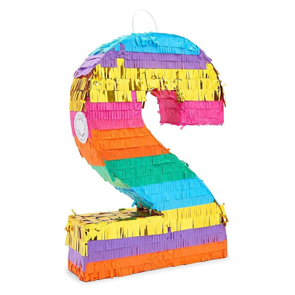 BLUE PANDA Rainbow Number 2 Pinata for 2nd Birthday Party Supplies, Fiesta, Cinco de Mayo Celebration (Small, 16.5 x 11 x 3 Inches)