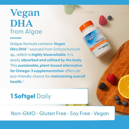 Doctor's Best Vegetarian DHA From Algae, Non-GMO, Vegan, Gluten Free, 200 mg, 60 Softgels