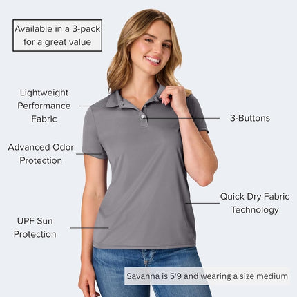 Hanes Sport Women's Cool DRI Performance Polo,Graphite,X-Large