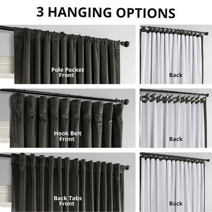HPD Half Price Drapes Signature Velvet Thermal Blackout Curtains for Living Room 96 Inch Long (1 Panel) Rod Pocket Insulated Blackout Curtains for Bedroom Window Curtains, 100W x 96L, Gunmetal Grey