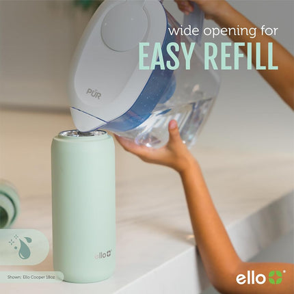 Ello Cooper 22oz Stainless Steel Water Bottle with Straw and Carry Handle, Double Walled and Vacuum Insulated Metal, Leak Proof Locking Lid with Soft Silicone Spout, Reusable, BPA Free, Grey