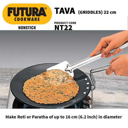 Futura Non-Stick Concave Tava Griddle 4.06mm Thick with Steel Handle, 8.5-Inch