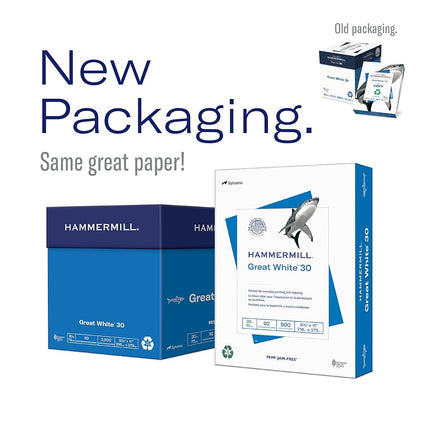 Papier d'imprimante Hammermill, papier recyclé Great White 30 %, 8,5 x 11 - 92 de luminosité, fabriqué aux États-Unis, 086820C - 3 ramettes (1 500 feuilles)