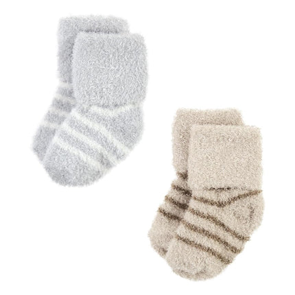 Hudson Baby Unisex Baby Cotton Rich Newborn and Terry Socks, Gray Taupe Stripe, 0-6 Months, Gray Taupe Stripe, 0-6 Months