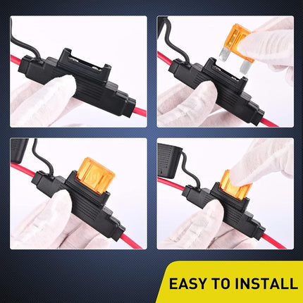 Nilight 2PCS Inline Maxi Fuse Holder 10 Gauge AWG Tin Plated Copper 12V Inline Fuse Holder 30A 40A Maxi APX Fuse IP67 Waterproof Maximum 60A Fuse Link for Car Truck Marine Boat