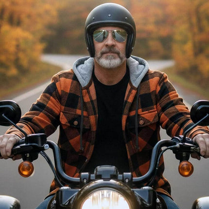 Milwaukee Leather - Men's Performance Orange and Black Armored Long Sleeve Flannel Shirt (3X-Large)