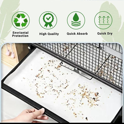 ZIQON 120 Pcs Bird Cage Liner Papers Big Size Cage Paper Liners Disposable Cage Paper Liners Precut Absorbent Cushion Pad Mat Accessories for Pet Bird Parrot (White, 18.5 * 18.5 inch)