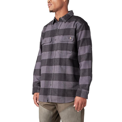 Dickies Men's Heavyweight Brawny Flannel Shirt, Grey, Medium