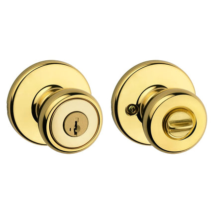 Kwikset 94002-868 Tylo Keyed Entry Knob with Smartkey Security in Polished Brass