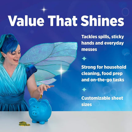 Sparkle Pick-A-Size Paper Towels, 6 Double Rolls = 12 Regular Rolls, Everyday Value Paper Towel with Full and Half Sheets