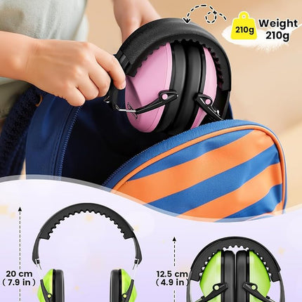 Dr.meter Noise Cancelling Ear Muffs, 2 Pack Green & Pink