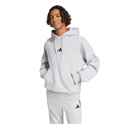 adidas Men's Essentials Feelcozy Fleece Hoodie, Light Grey Heather/Black, M Tall