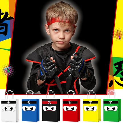 Chivertion 36 Pcs Ninja Gift Bags with Handles Ninja Birthday Party Decorations Party Favor Gift Supplies Candy Treat Goody Bags