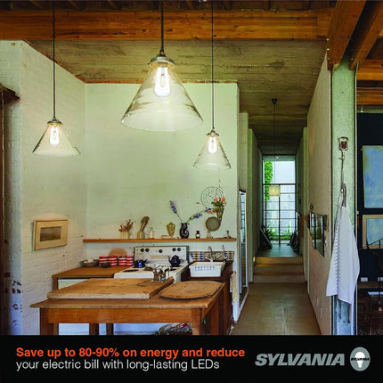 SYLVANIA ST19 Clear LED White Filament Bulb, 13W, Dimmable, 1500 LMS, Medium Base, 5000K, Daylight - 2 Pack (42251)
