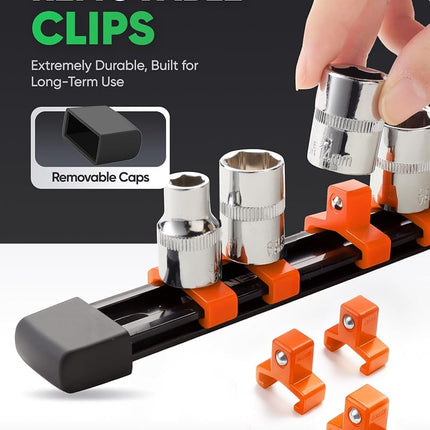 ALOANES 3PC ABS Socket Organizer, Socket Rails Fit 3/8 inch Drive