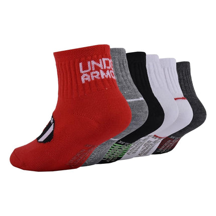 Under Armour Baby Boys' Multi Pack Printed Quarter Sock, Red Multi, 6-12 Months