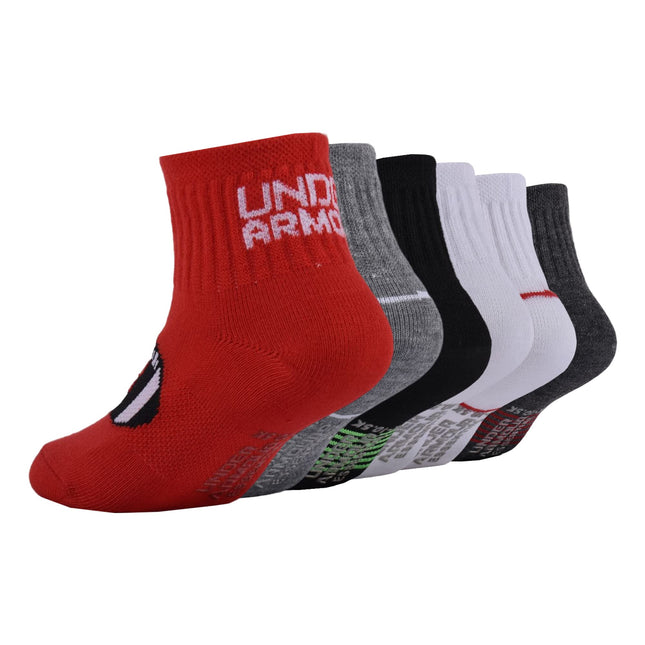 Calcetines al cuarto con estampado de varios diseños, para bebé niño, Under Armour, Rojo multi, 6-12 meses