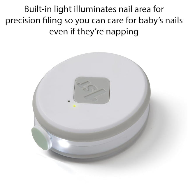 Safety 1st Electric Ease Nail File, Gentle and Easy to use, with Built in Light, Grey
