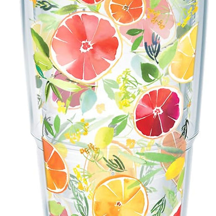 Tervis Yao Cheng Citrus Made in USA Double Walled Insulated Tumbler Travel Cup Keeps Drinks Cold & Hot, 24oz, Classic
