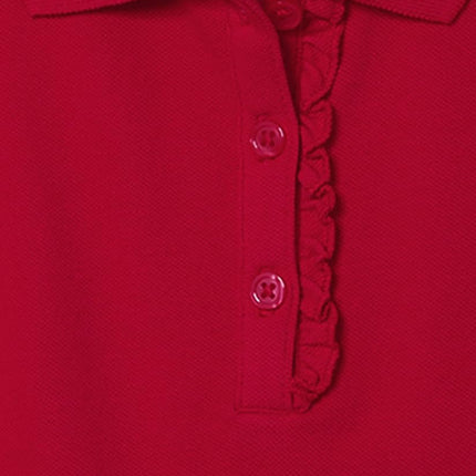 Polo piqué à manches courtes et volants pour filles The Children's Place, rouge rubis, petite taille