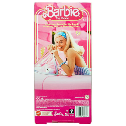 Barbie The Movie Doll, Margot Robbie as Barbie, Collectible Doll Wearing Pink and White Gingham Dress with Daisy Chain Necklace