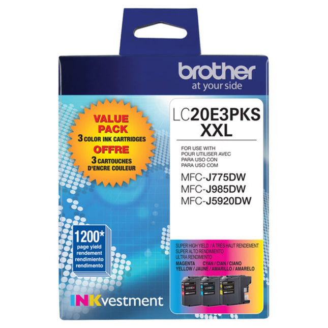 BROTHER - LC20E3PKS Cartuchos de tinta XXL de súper alto rendimiento