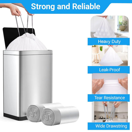 Repaironics Code M (200 Count) 12 Gallon Heavy Duty Drawstring Trash Bags Compatible with Simplehuman Code M Garbage Can Liners 12 Gallon/45 Liter | 1.2 Mil | White