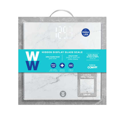 Weight Watchers Scales by Conair Scale for Body Weight, Digital Bathroom Scale in White Marble Finish