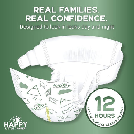 Happy Little Camper Super Saver Nappies, Size 5, 100 Count | Budget-Friendly Disposable Baby Nappies for Sensitive Skin | Hypoallergenic, Fragrance-Free, Ultra Absorbent
