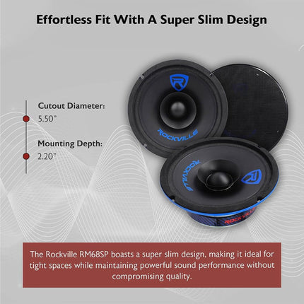 Rockville RM68SP CEA Compliant High SPL 6.5” 120W Midrange Speaker 8 Ohm