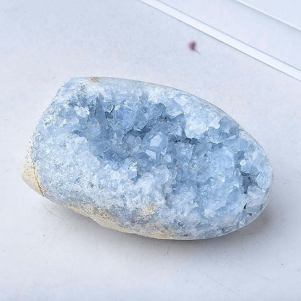 FZBHRO Natural Blue Celestite Cluster Geode Healing Crystal Stone Collection Mineral Specimen Home Office Decor Meditation Gifts 0.4-0.6 Pound